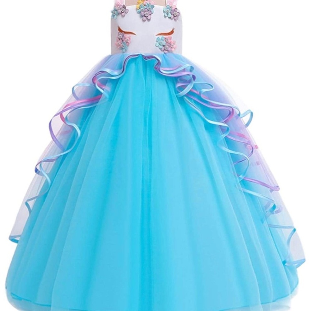 Girls Unicorn Costume Princess Long Maxi Dress NWT - Picture 2 of 7